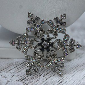 Silvertone Crystal Snowflake Pin